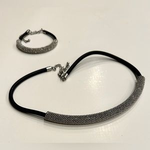 Rubber and Metal Necklace and Bracelet set.